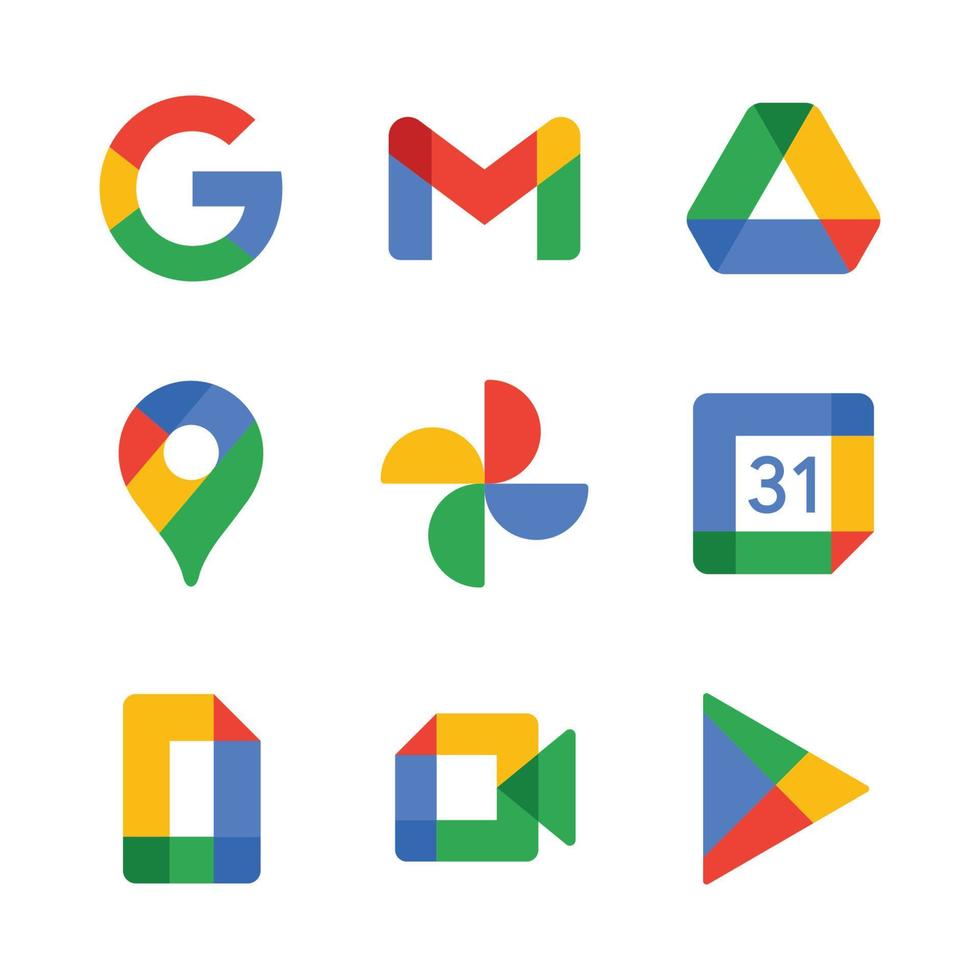 uppsättning av Google appar vektor logotyp design