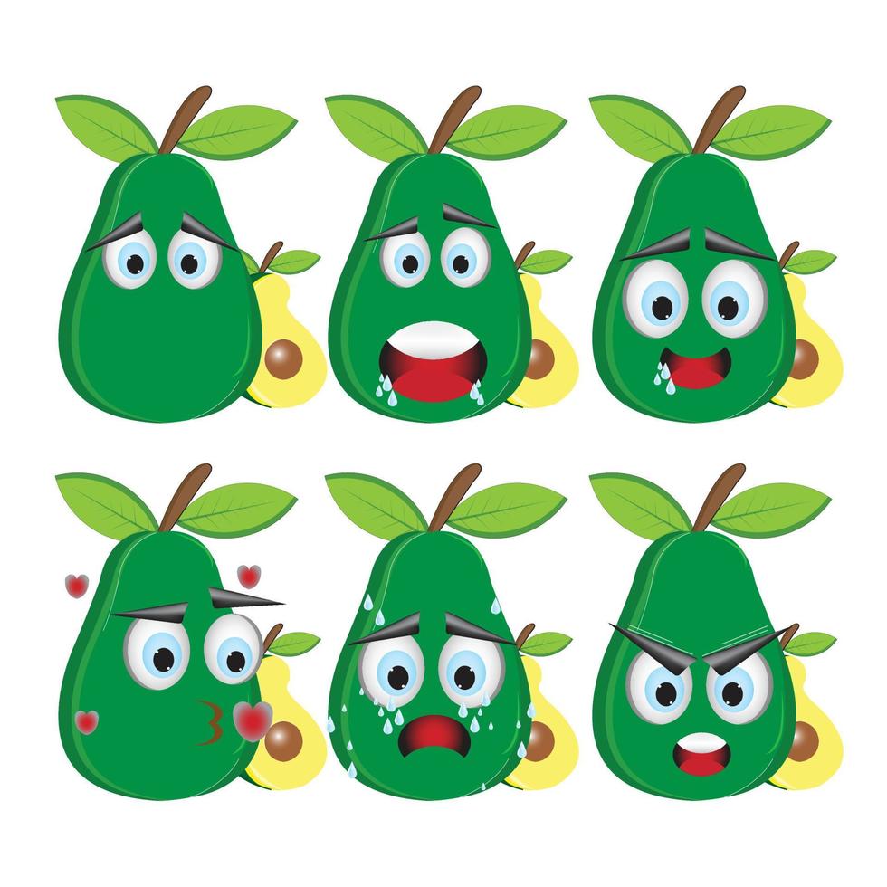 Vektor Emoji und Illustration Avocado auf Weiß Hintergrund