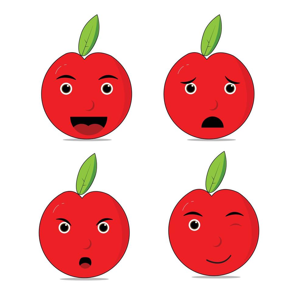 Vektor Emoji Apfel Weiß Hintergrund
