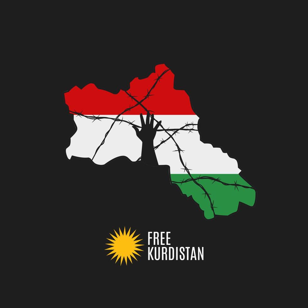 illustration vektor av fri kurdistan med hand och tråd perfekt för tryck, kampanj, etc.