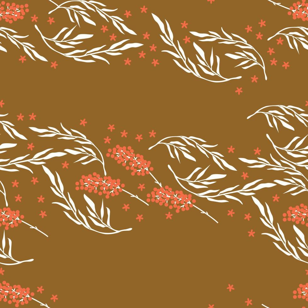 modisch Blumen- nahtlos Muster mit Blätter, Knospen, Blumen und Beeren. Blume Hintergrund Illustration. Frühling Pflanzen im elegant Stil. bunt Vektor Illustration.