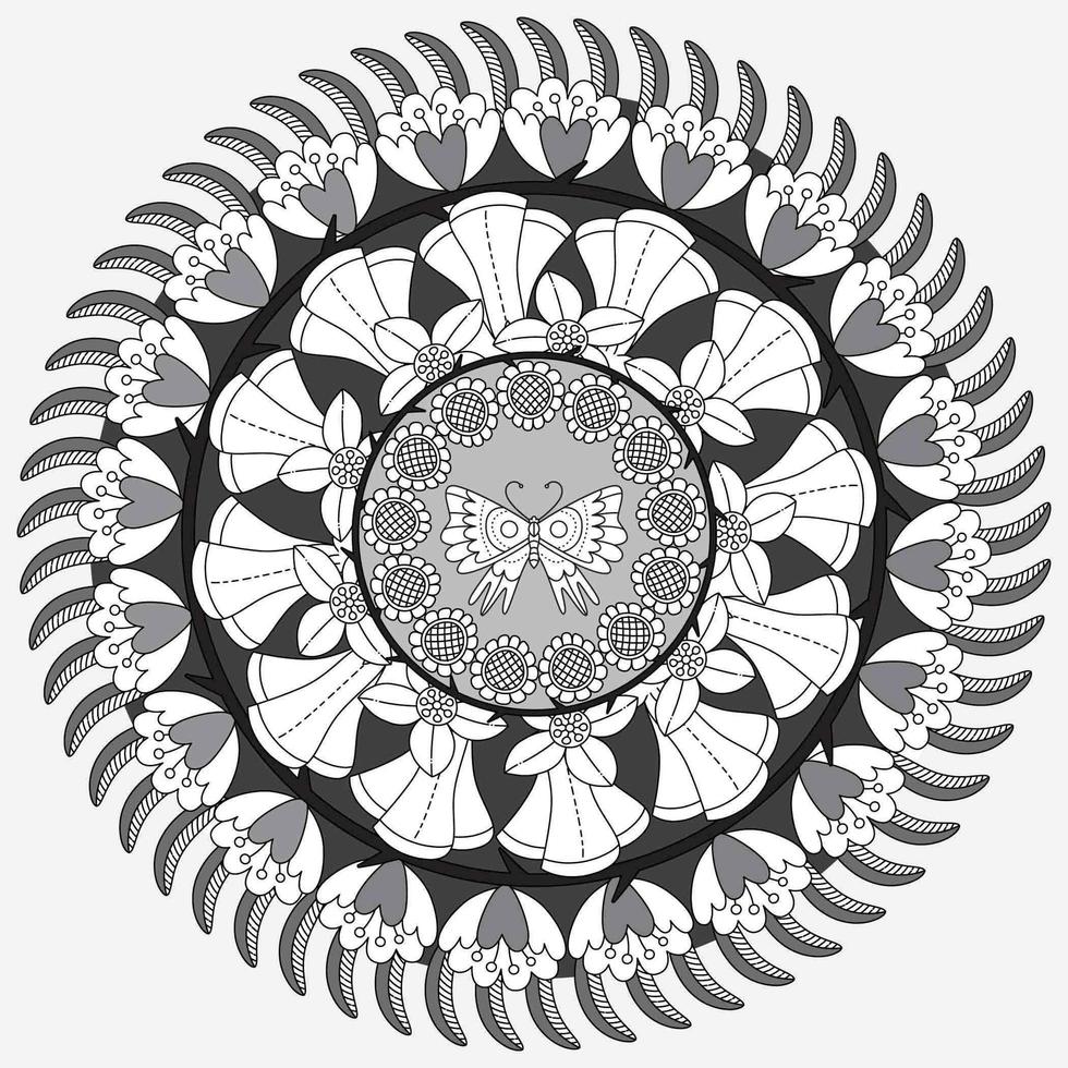 kreisförmiges Muster in Form von Mandala, dekorative Verzierung im orientalischen Stil, dekorativer Mandala-Designhintergrund freier Vektor