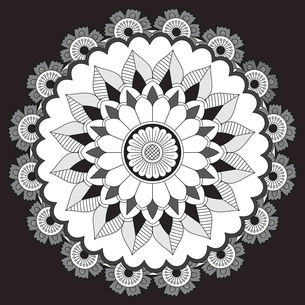 kreisförmiges Blumenmuster in Form von Mandala, dekorative Verzierung im orientalischen Stil, dekorativer Mandala-Designhintergrund mit Weinreben-freiem Vektor