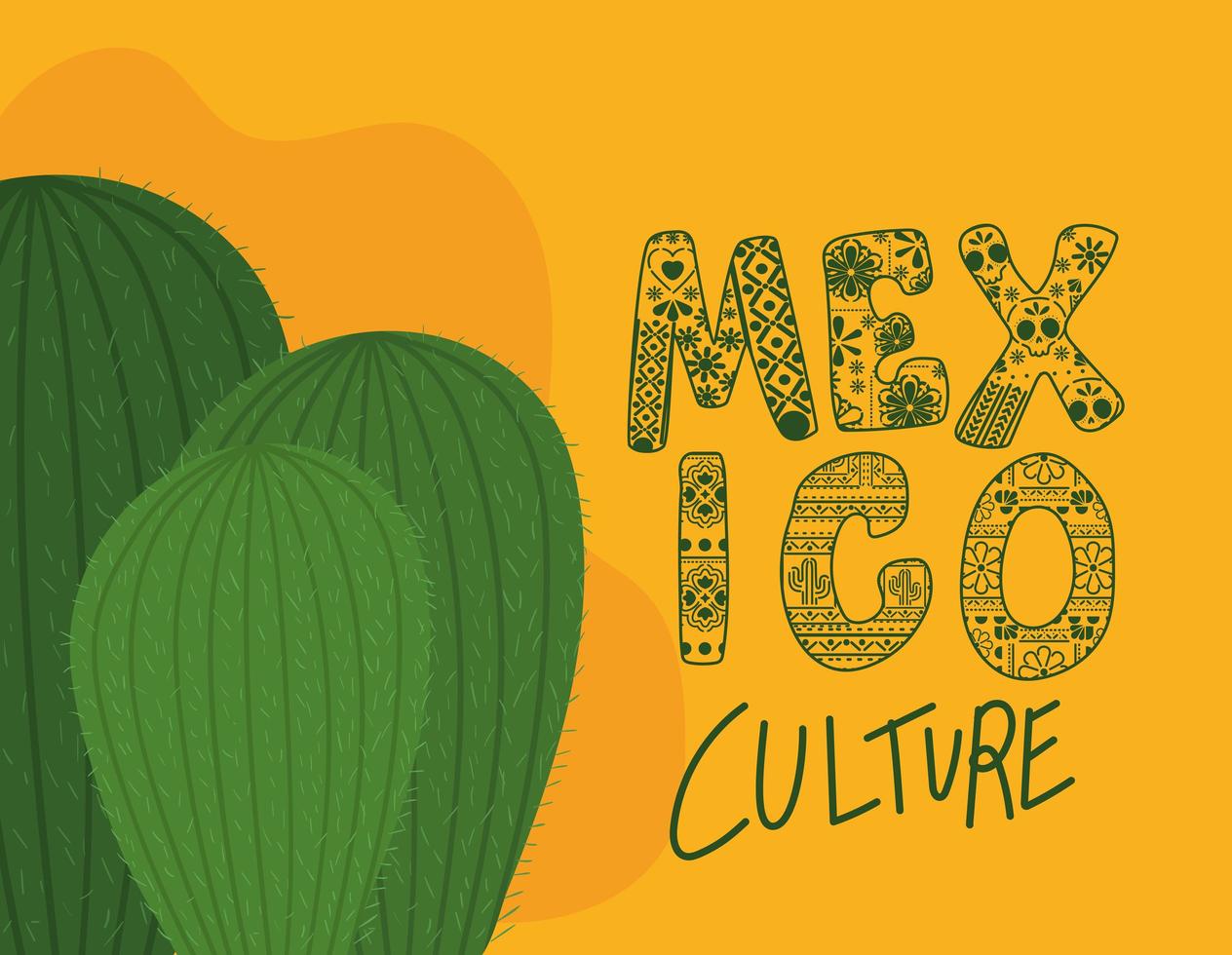 Mexiko-Kulturbeschriftung mit Kaktusvektorentwurf vektor