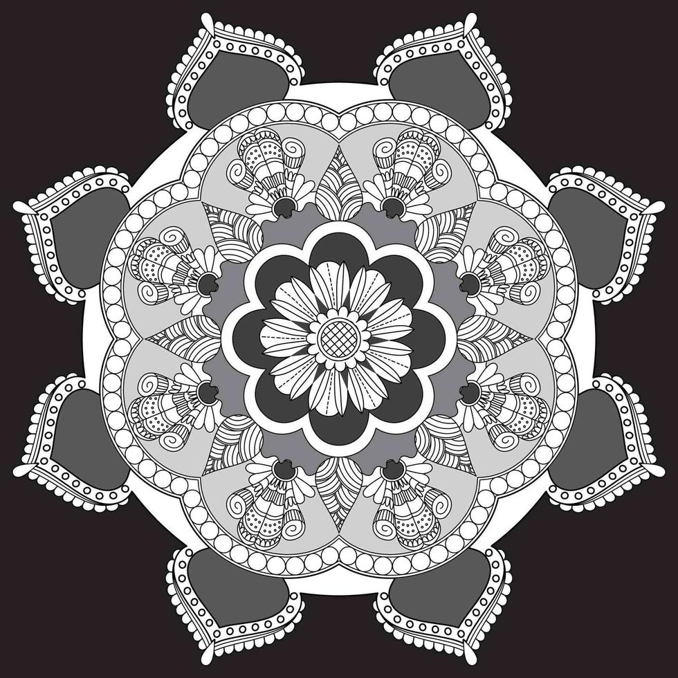 kreisförmiges Blumenmuster in Form eines Mandalas, dekorative Verzierung im orientalischen Stil vektor