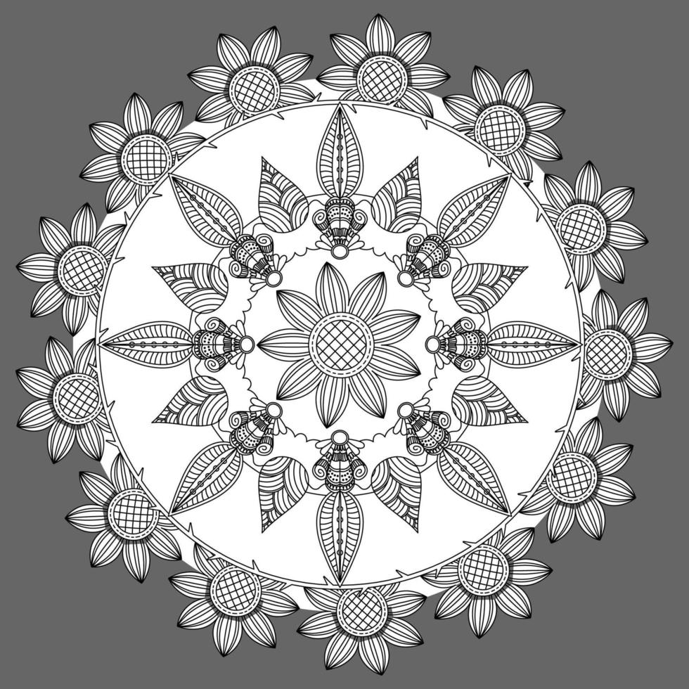 kreisförmiges Blumenmuster in Form eines Mandalas, dekorative Verzierung im orientalischen Stil vektor