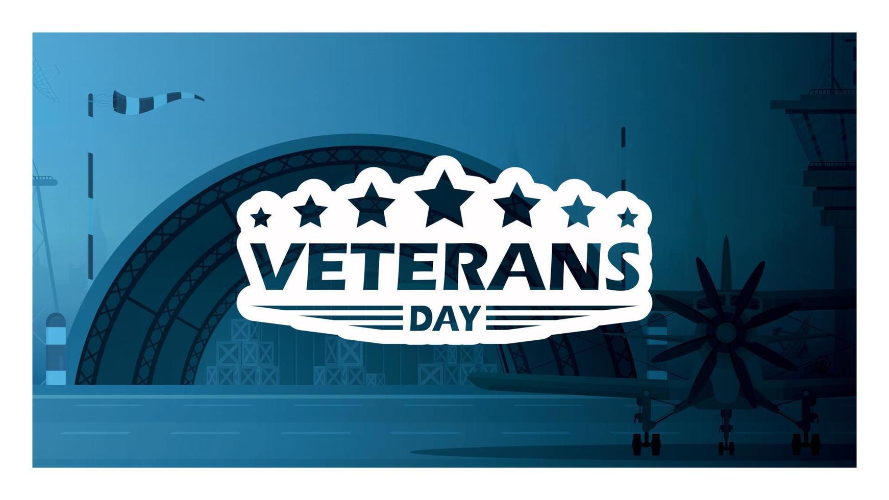 veteraner dag baner. militär flygplats i de bakgrund. vektor illustration.