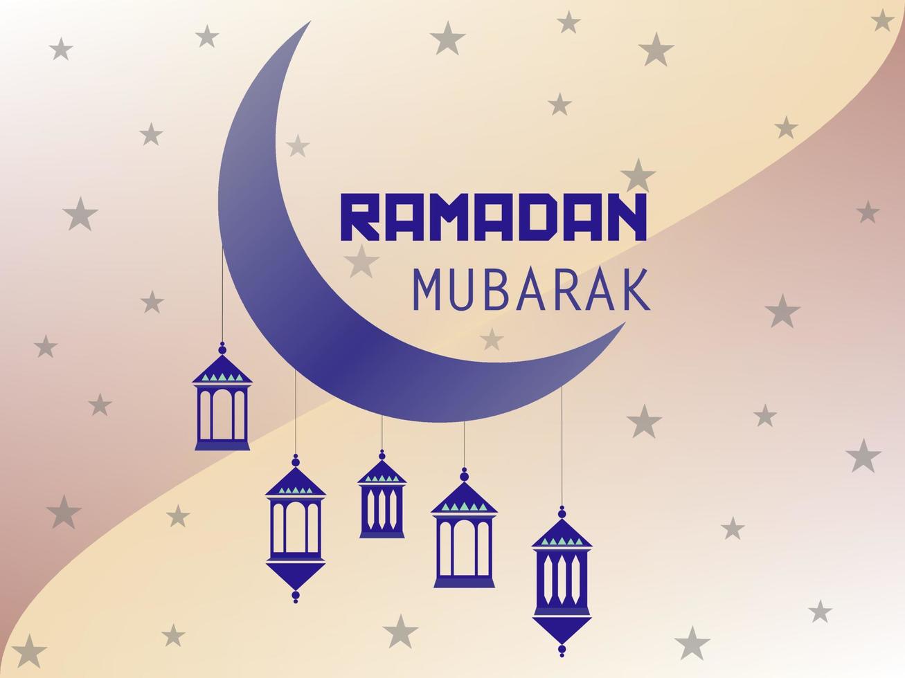 Ramadan Mubarak islamisch Hintergrund mit Moschee Halbmond Mond und Laterne. Ramadan kareem Festival Feier islamisch Banner. religiös islamisch Gruß. Lampen Dekoration, Zier Laterne Verbrennung. vektor