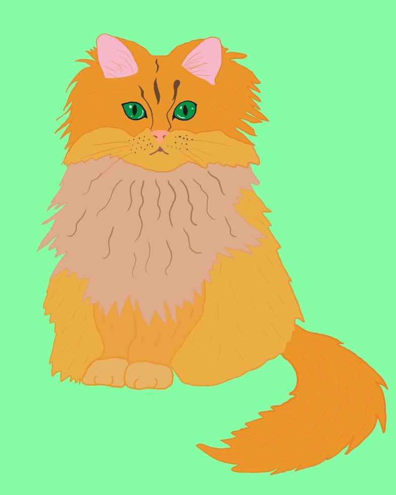 komisch Fett rot Katze sehr flauschige und süß , Vektor Illustration