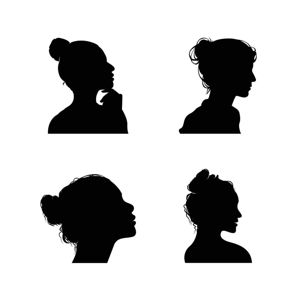 Frau Gesicht Silhouetten Vektoren Design