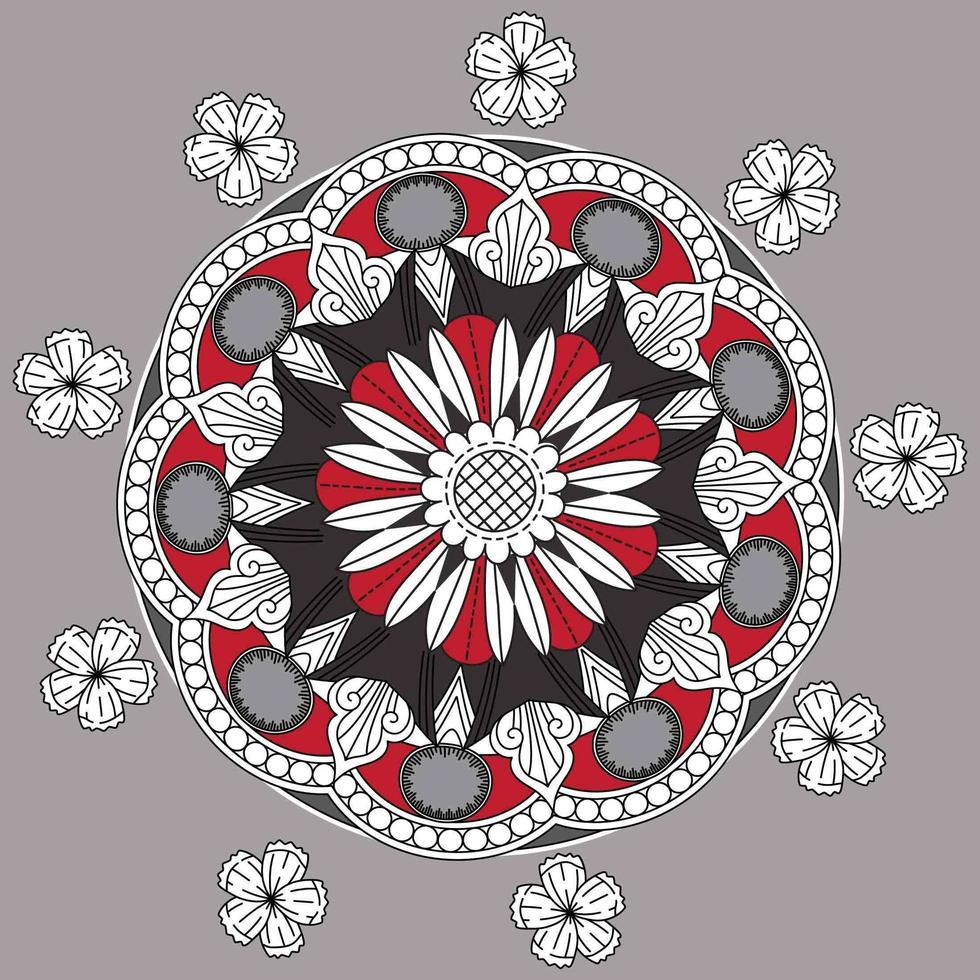 kreisförmiges Blumenmuster in Form eines Mandalas, dekorative Verzierung im orientalischen Stil vektor