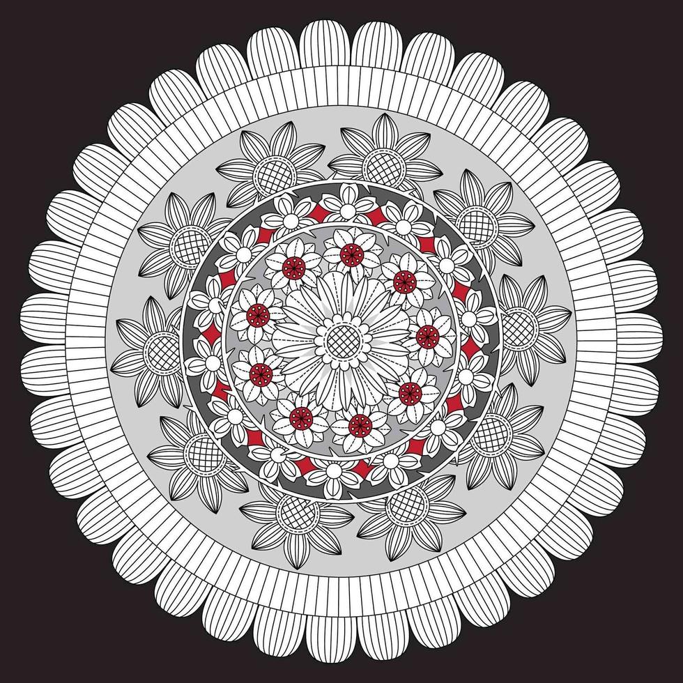 kreisförmiges Blumenmuster in Form eines Mandalas, dekorative Verzierung im orientalischen Stil vektor