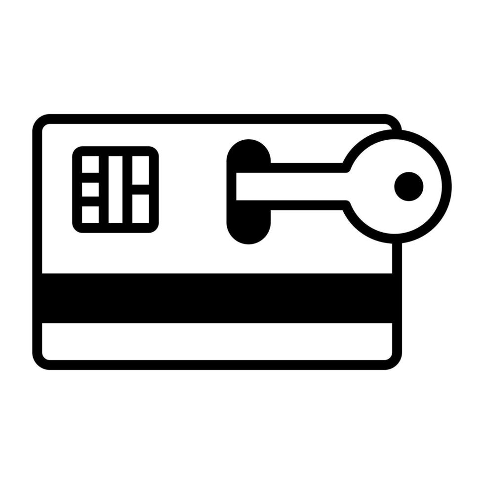 Schlüssel mit Geldautomat Karte, Vektor Design von Karte Sicherheit im modern Stil