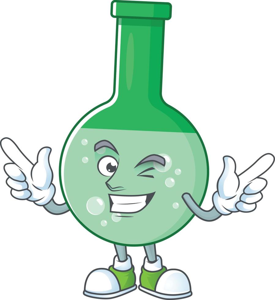 Grün chemisch Flasche Karikatur Charakter vektor