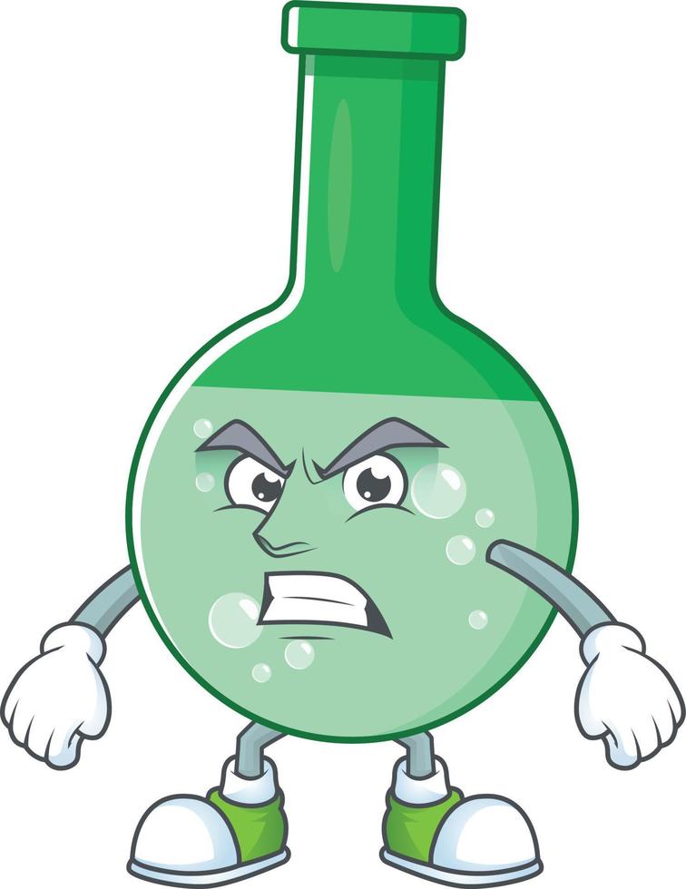 grön kemisk flaska tecknad serie karaktär vektor