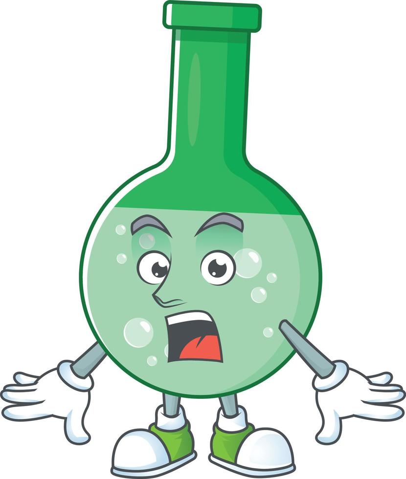 grön kemisk flaska tecknad serie karaktär vektor