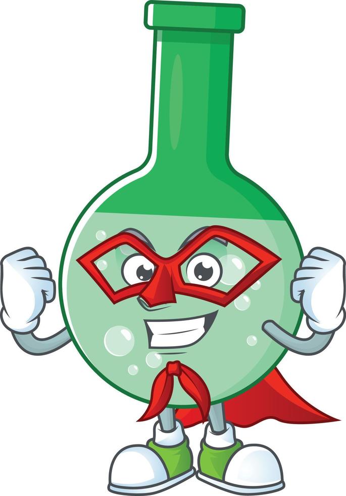 Grün chemisch Flasche Karikatur Charakter vektor