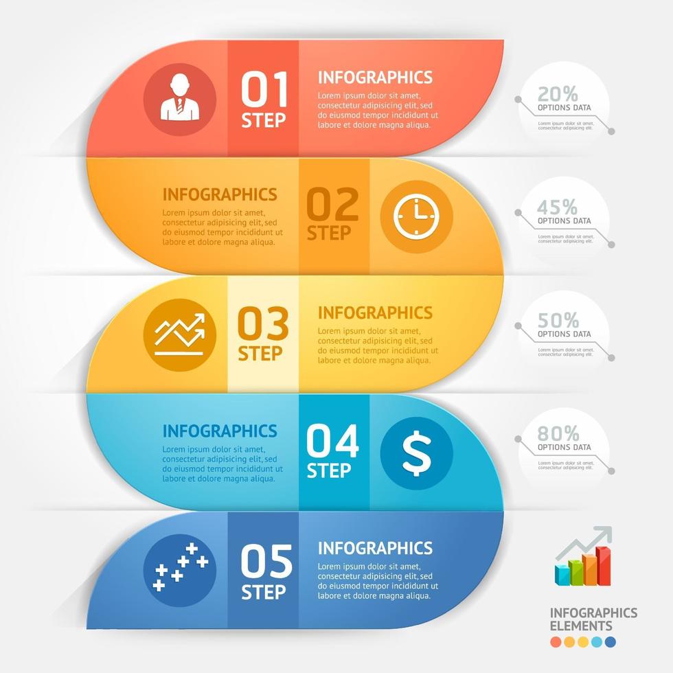 Design-Vorlage für Geschäftsinfografiken. Vektorillustration. Kann für Workflow-Layout, Diagramm, Nummernoptionen, Startoptionen und Webdesign verwendet werden. vektor