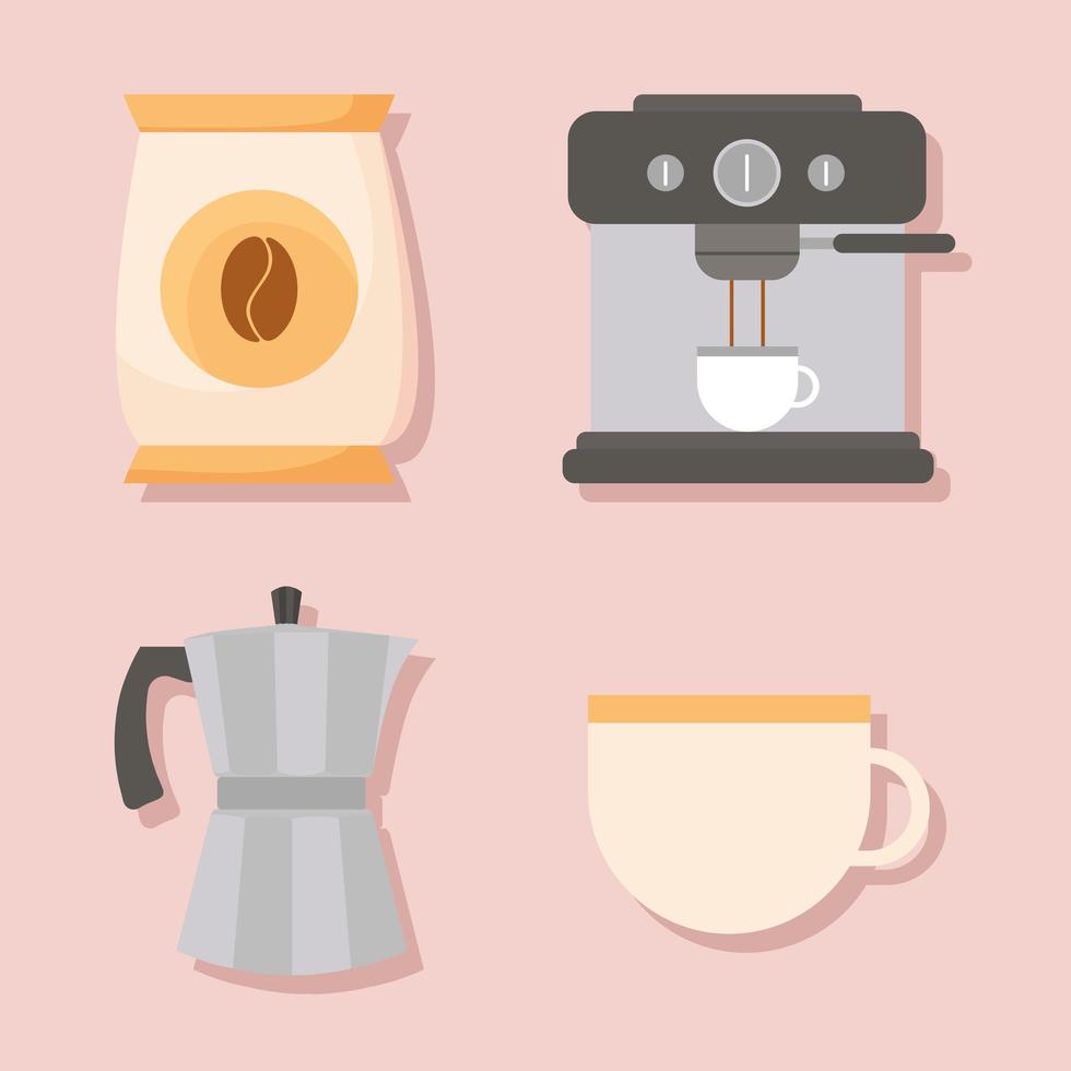 Kaffeemethoden Icon Set vektor