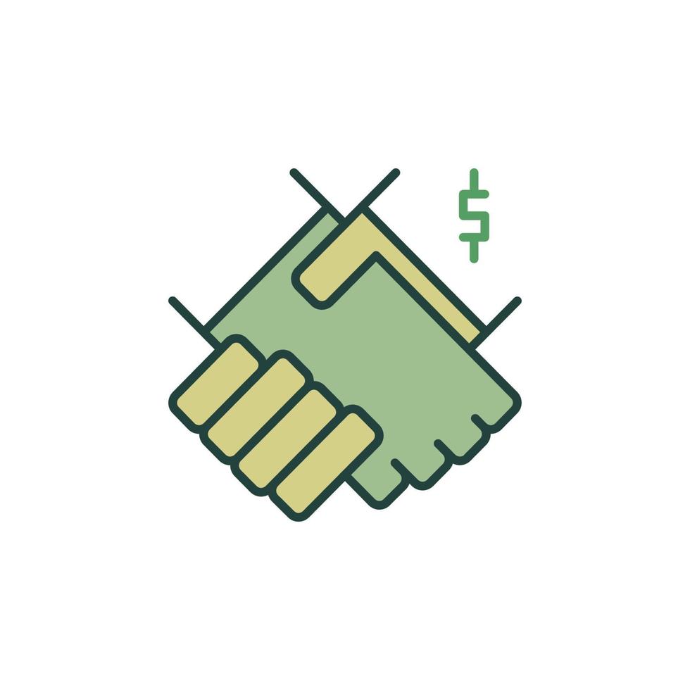 Handschlag mit Dollar Zeichen Vektor Bestechung Konzept farbig Symbol