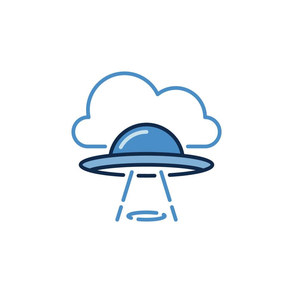 UFO und Blau Wolke Vektor Konzept farbig Symbol oder Zeichen