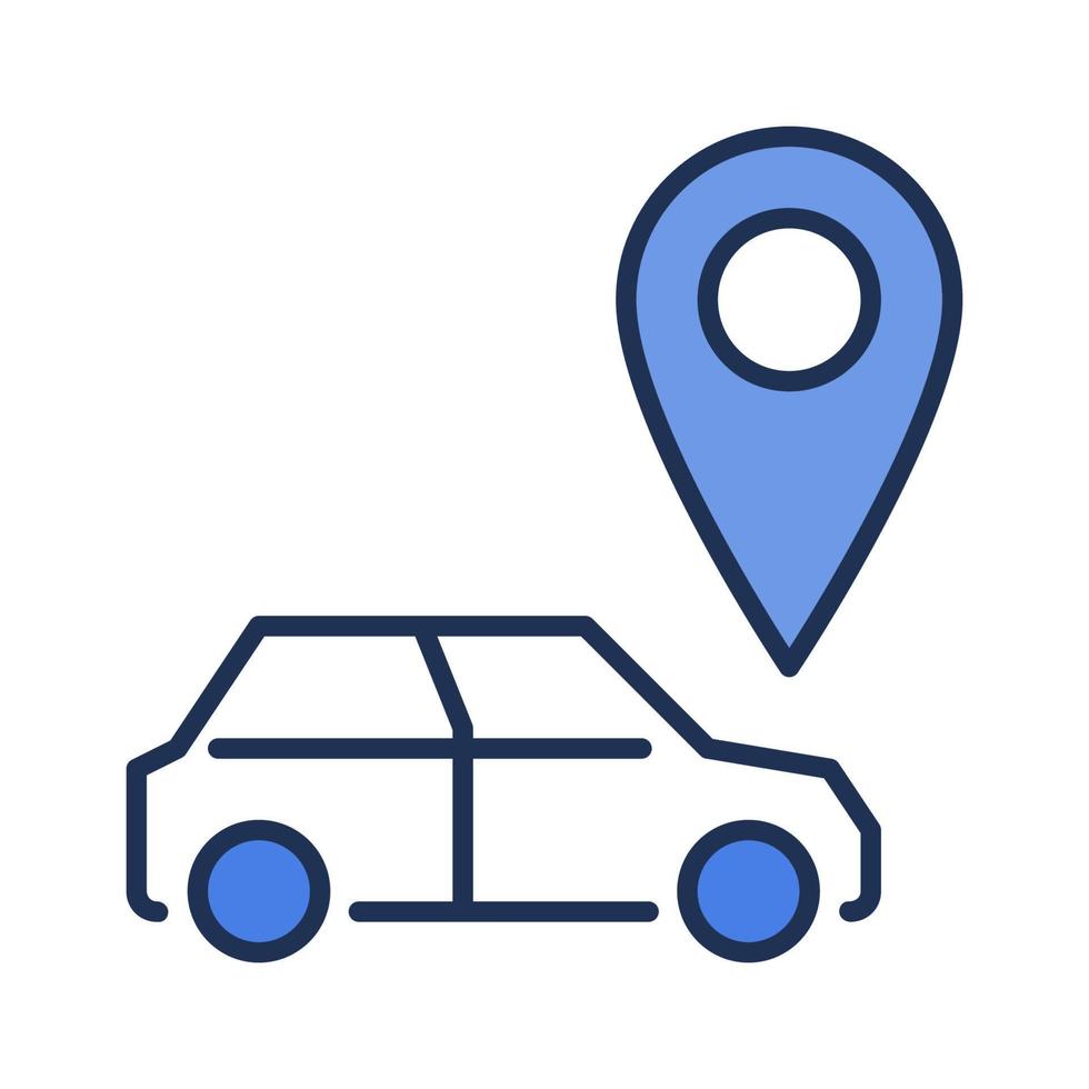 Geographisches Positionierungs System Stift und Auto Vektor Ort Konzept Blau Symbol