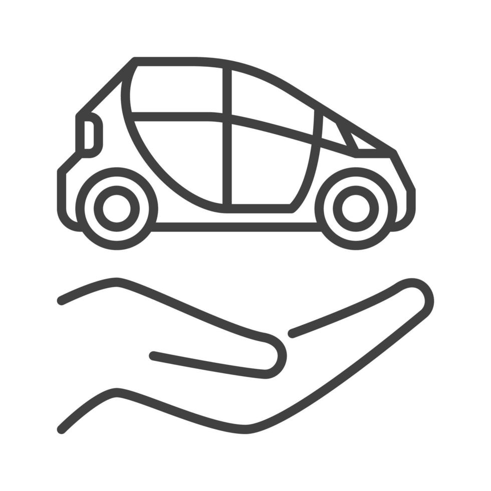 Hand mit Fahrzeug Vektor Miete ein Auto Konzept linear Symbol