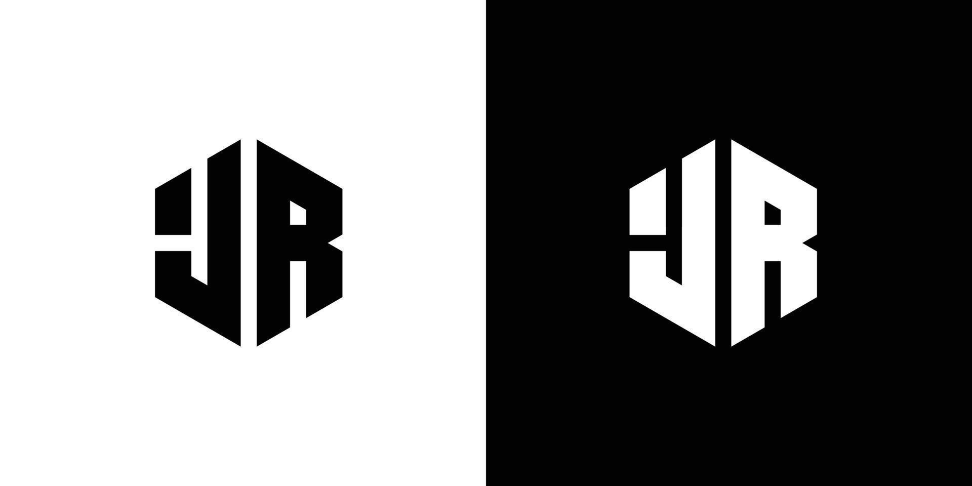 brev j r polygon, hexagonal minimal logotyp design på svart och vit bakgrund vektor