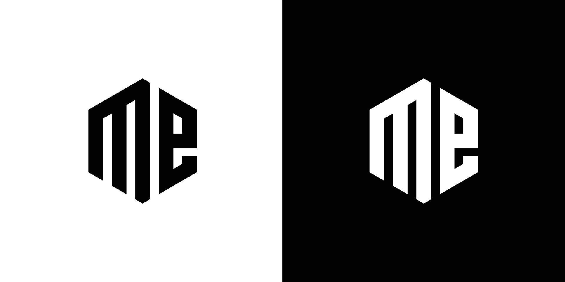 Brief m e Polygon, sechseckig minimal Logo Design auf schwarz und Weiß Hintergrund vektor