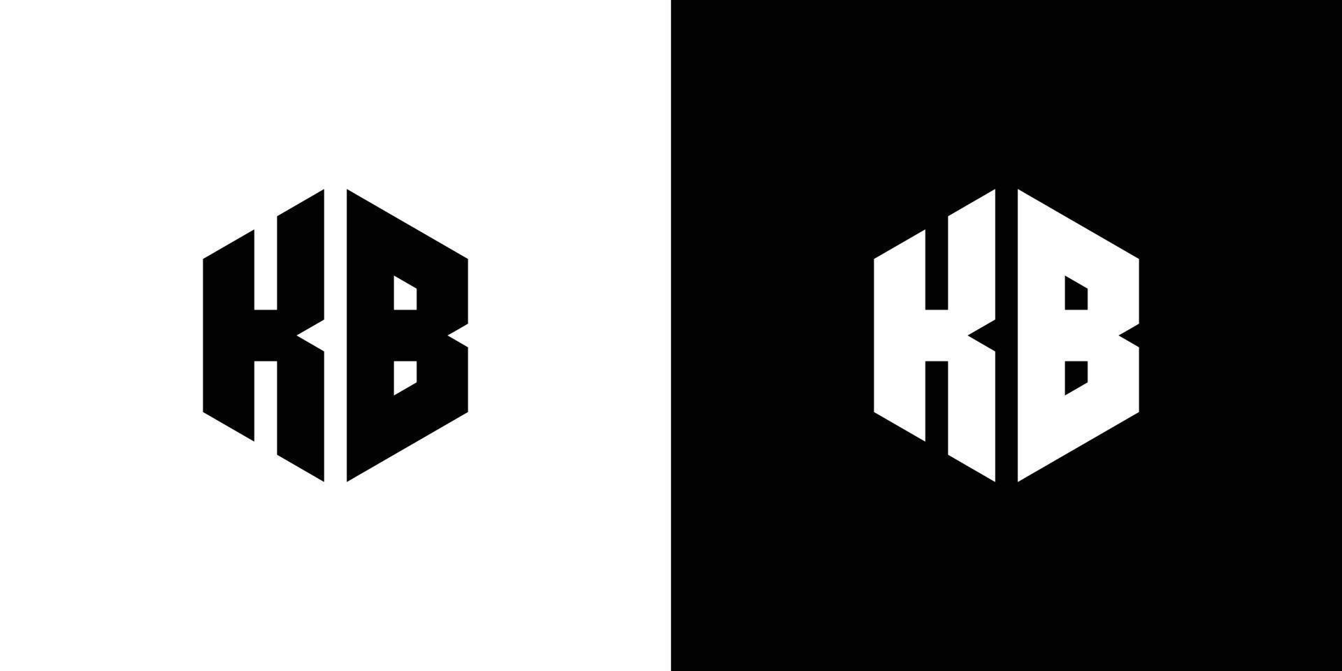 brev k b polygon, hexagonal minimal logotyp design på svart och vit bakgrund vektor