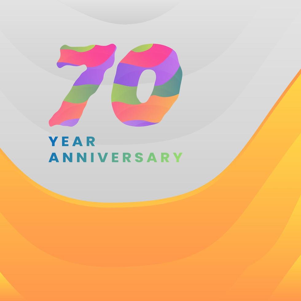 70 år årsdag med abstrakt logotyp firande på vit och gul bakgrund. vektor