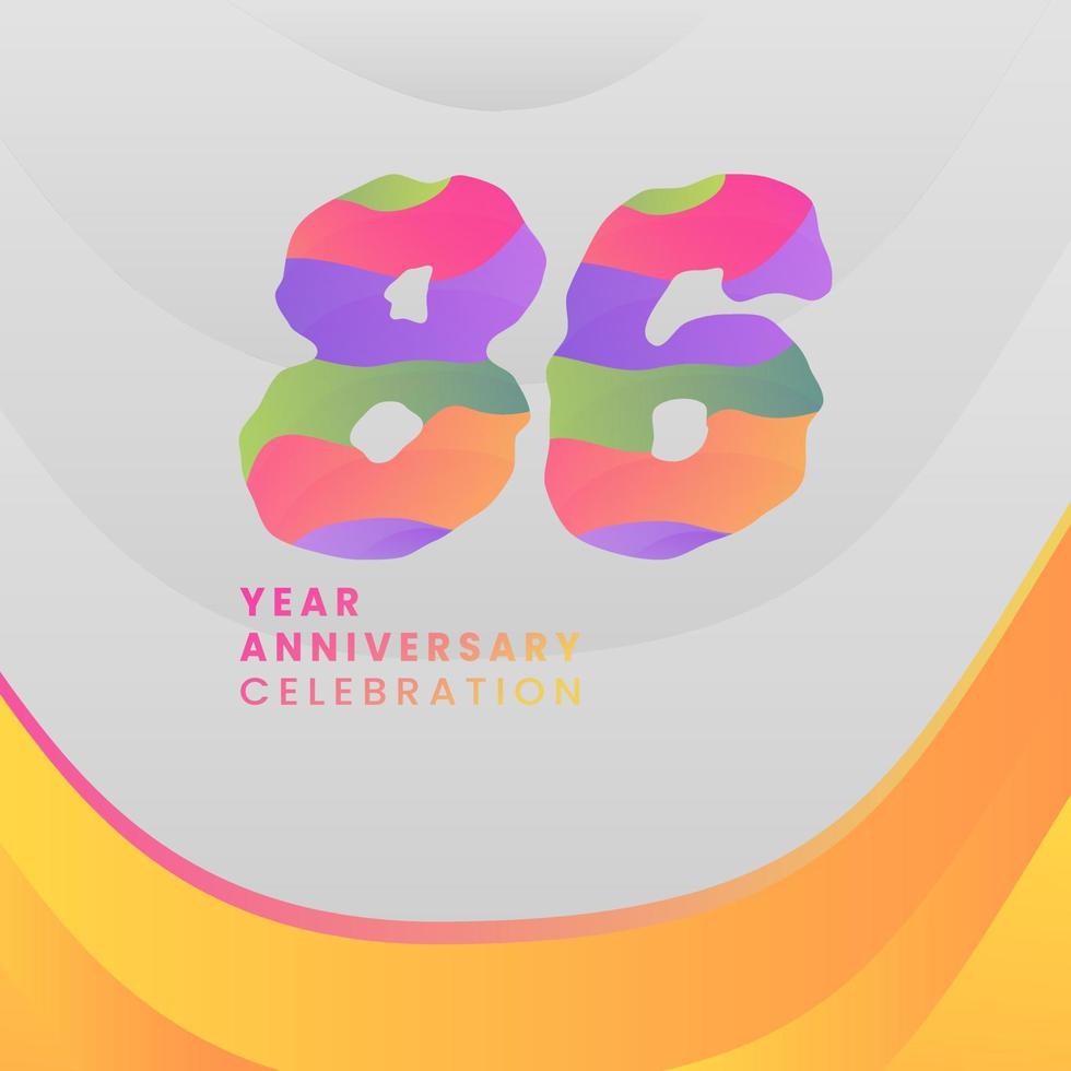 86 år årsdagen firande. abstrakt tal med färgrik mallar. eps 10. vektor