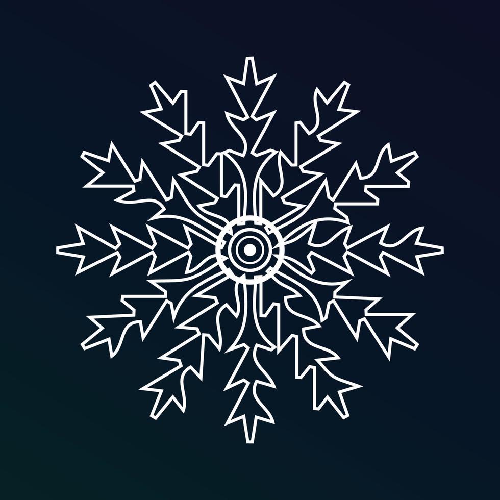 en linje av vit is kristall snöflingor på en mörk blå bakgrund. symbol av vinter- vektor