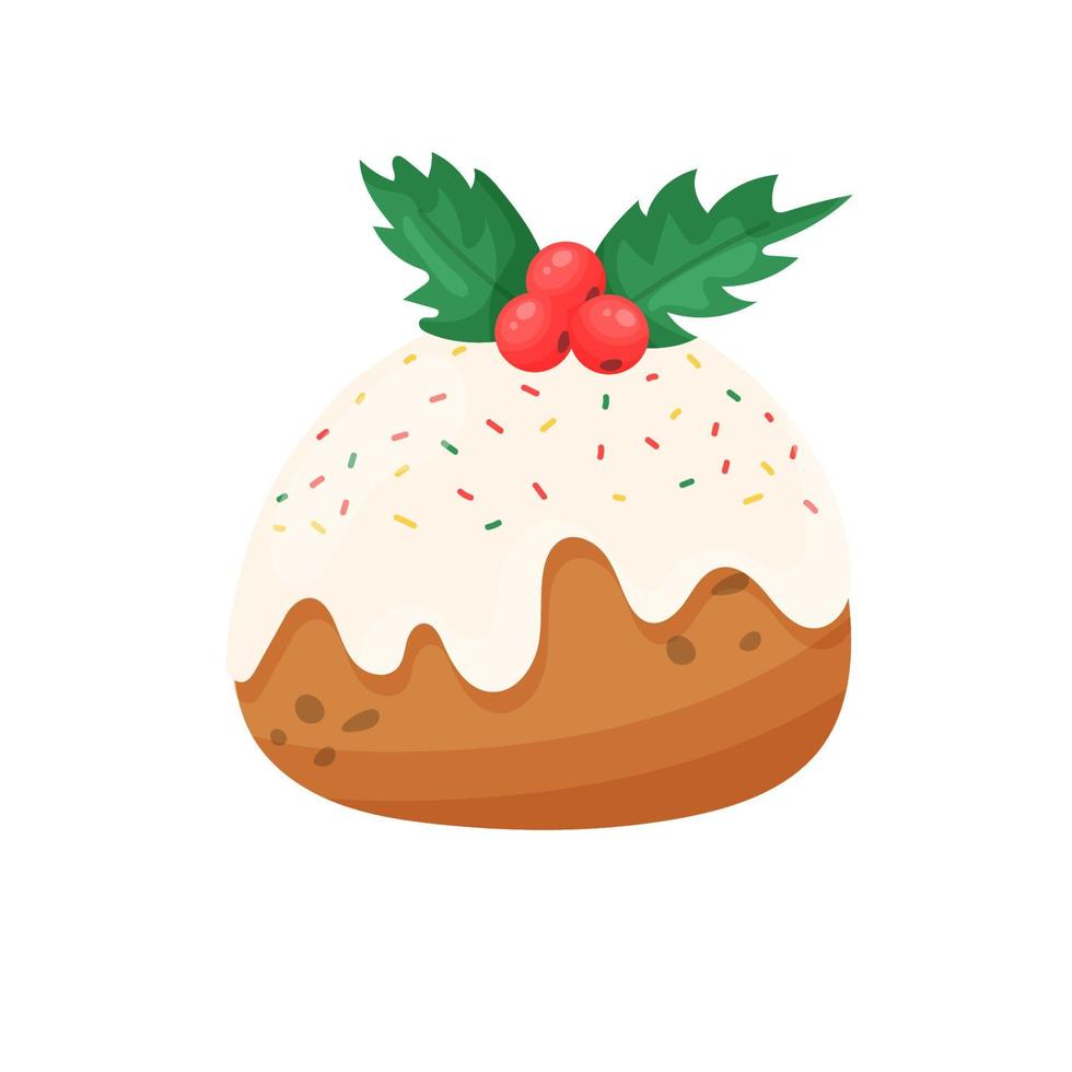 Karikatur Weihnachten Kuchen. Symbol im modern Stil. auf ein Weiß Hintergrund. vektor