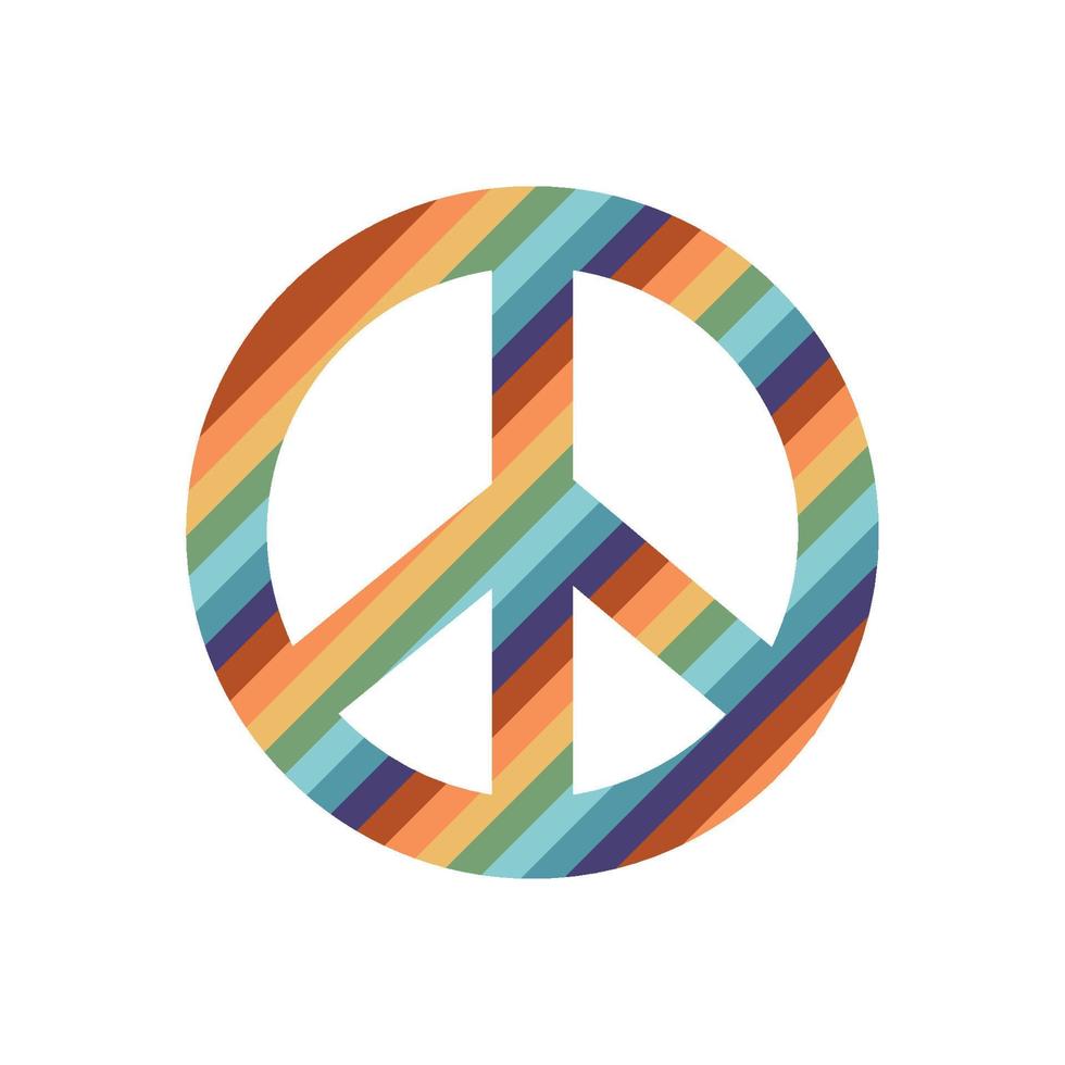 platt vektor hippie boho illustration. hand dragen retro häftig Stilla havet, fred symbol