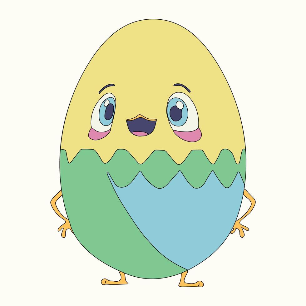 söt karaktär liten kyckling påsk ägg. påsk. vektor illustration.