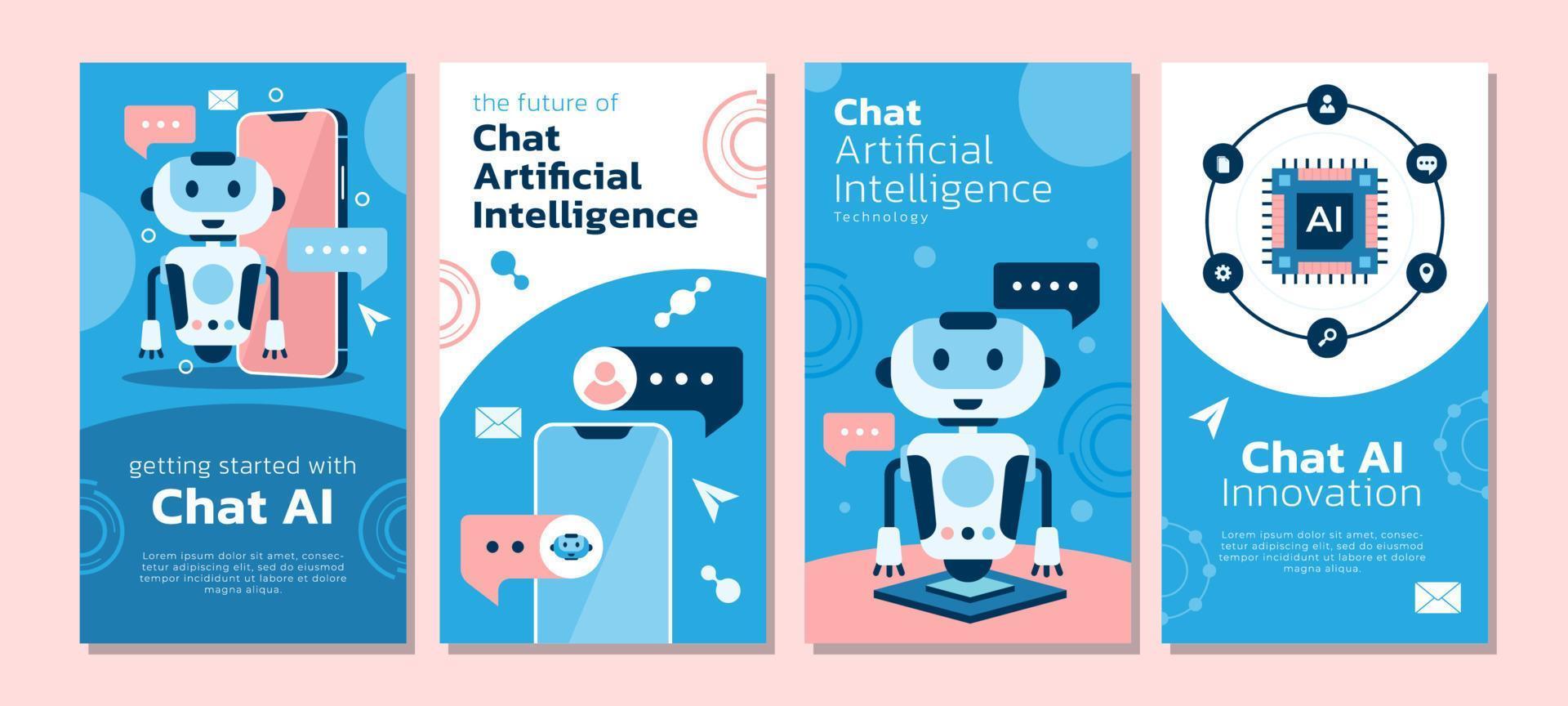 chatt artificiell intelligens teknologi social media uppsättning vektor