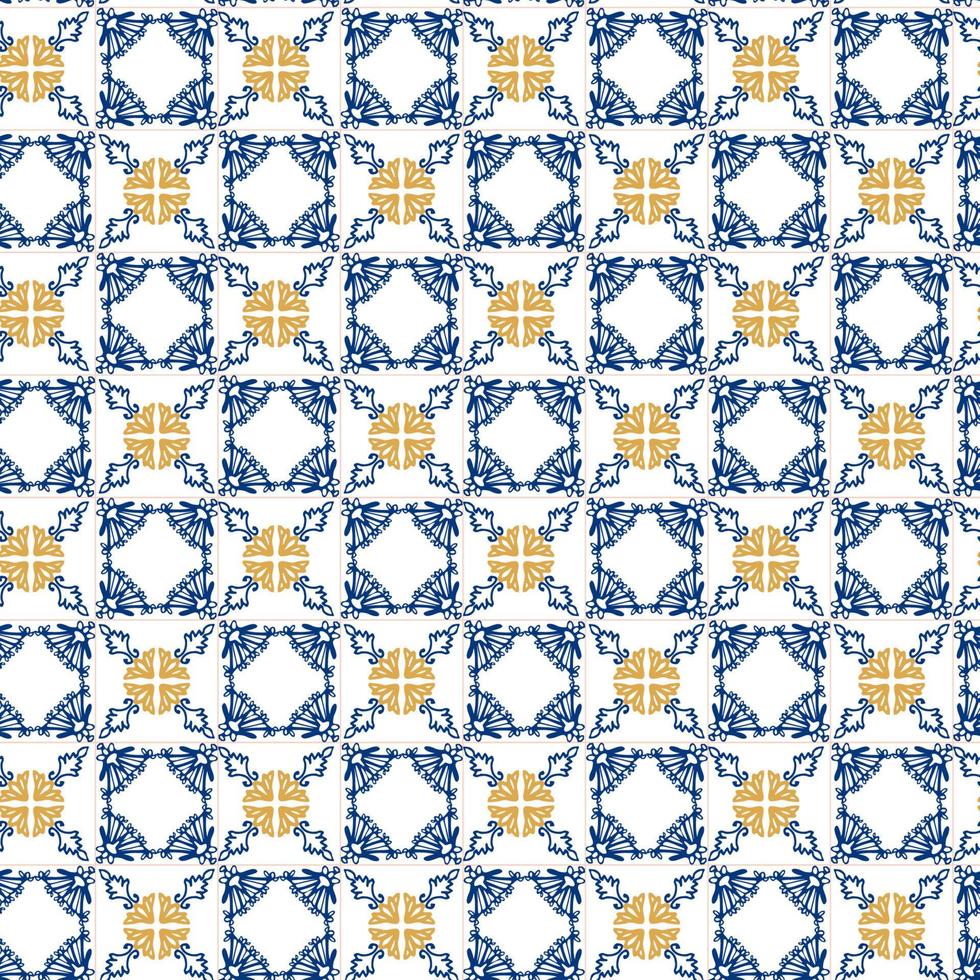 azulejos blå och gul sömlös mönster vektor