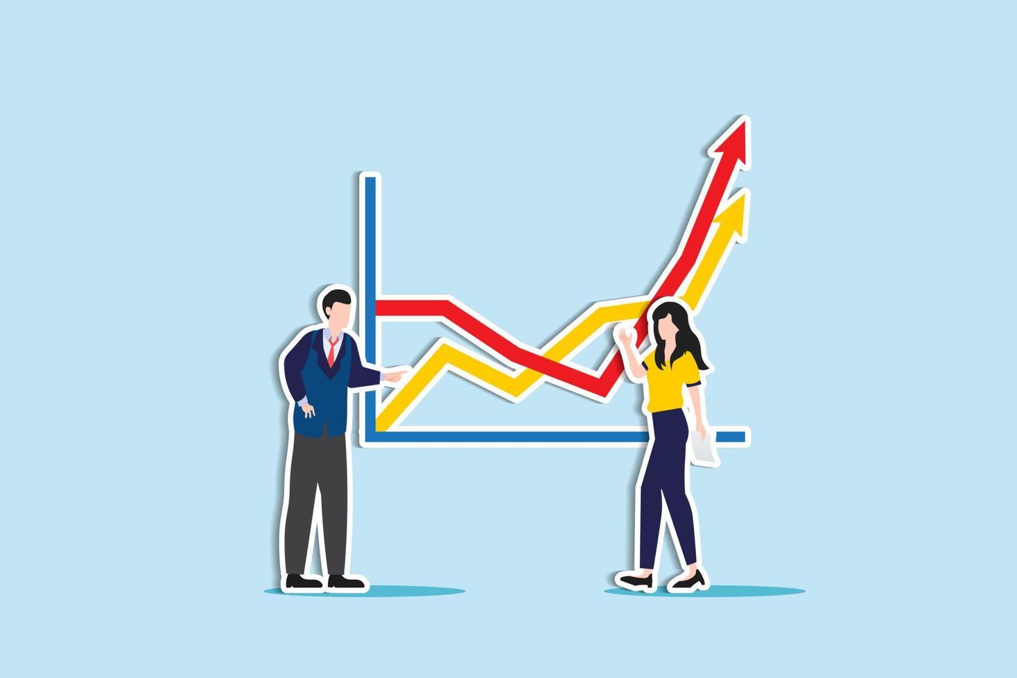 data analys, statistisk till analysera, företag Graf, marknadsföring forskning, Graf för optimering, stor data och information begrepp, företag människor marknadsföring team analysera Graf. papper skära stil vektor