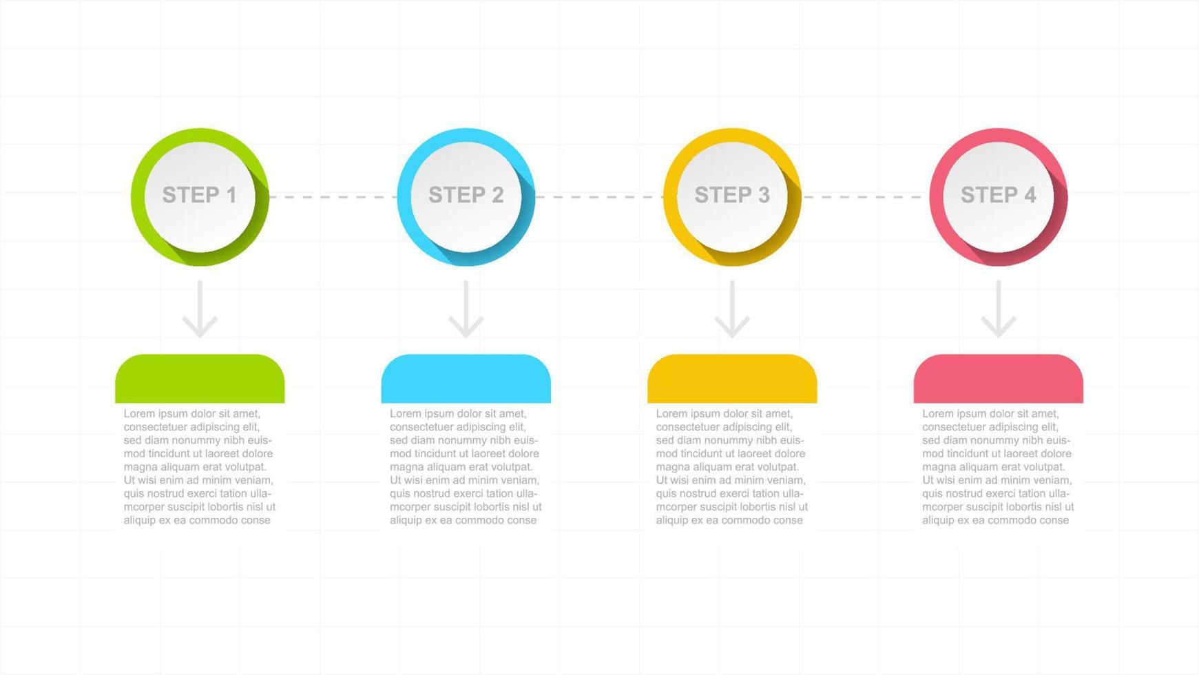 infographic fyra steg mall design för företag bearbeta tidslinje och planera information Rapportera presentation vektor