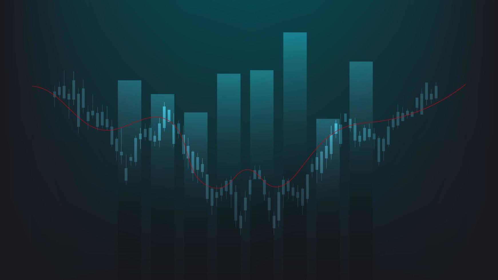 ekonomi situation begrepp. finansiell företag statistik med bar Graf och ljusstake Diagram visa stock marknadsföra pris och valuta utbyta på grön bakgrund vektor