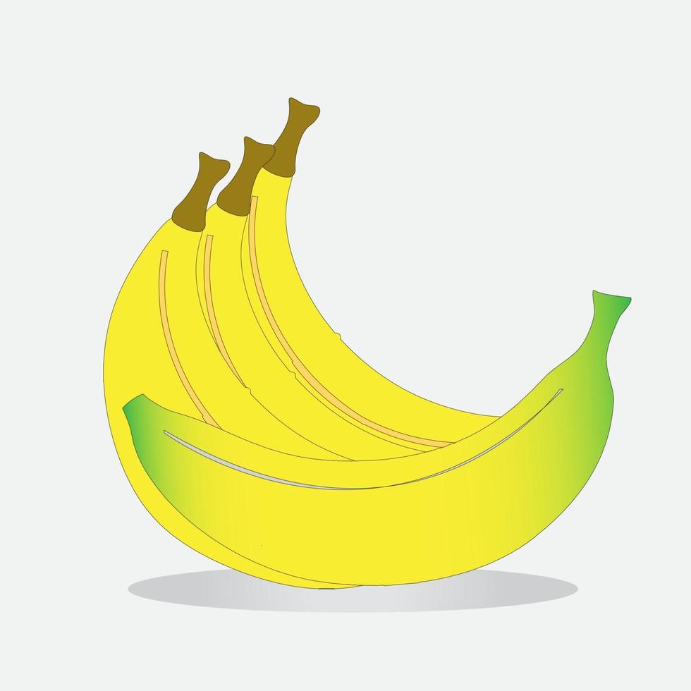gelbe, realistische Banane auf einem weißen isolierten Hintergrund. vektor