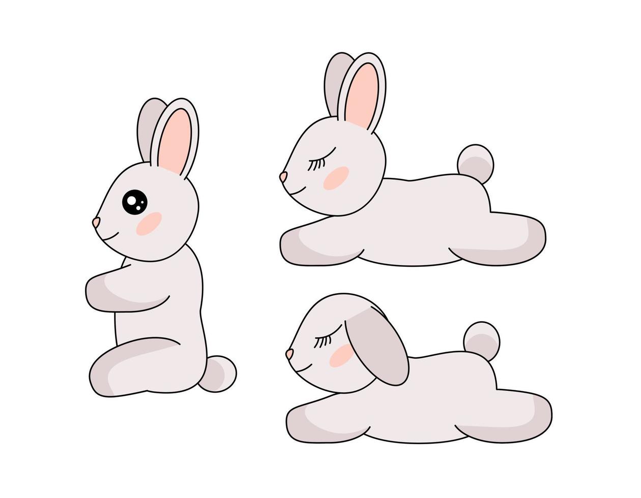 uppsättning av söt kaniner vektor