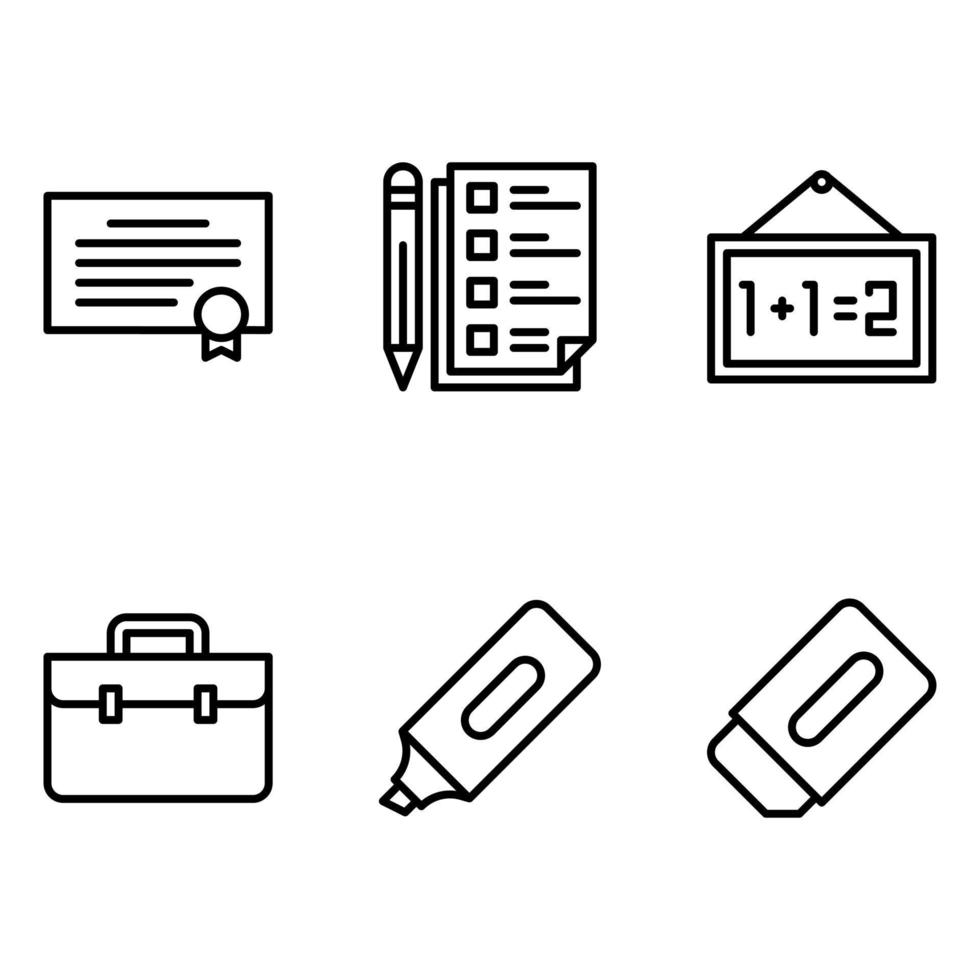 Schulmaterial Icon Set vektor