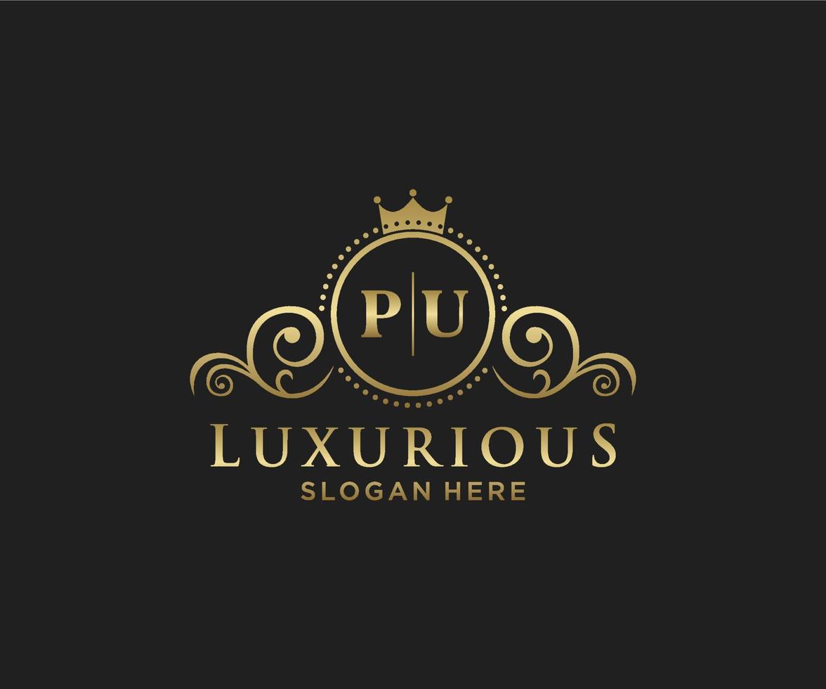 Anfangspu-Buchstabe Royal Luxury Logo-Vorlage in Vektorgrafiken für Restaurant, Lizenzgebühren, Boutique, Café, Hotel, heraldisch, Schmuck, Mode und andere Vektorillustrationen. vektor
