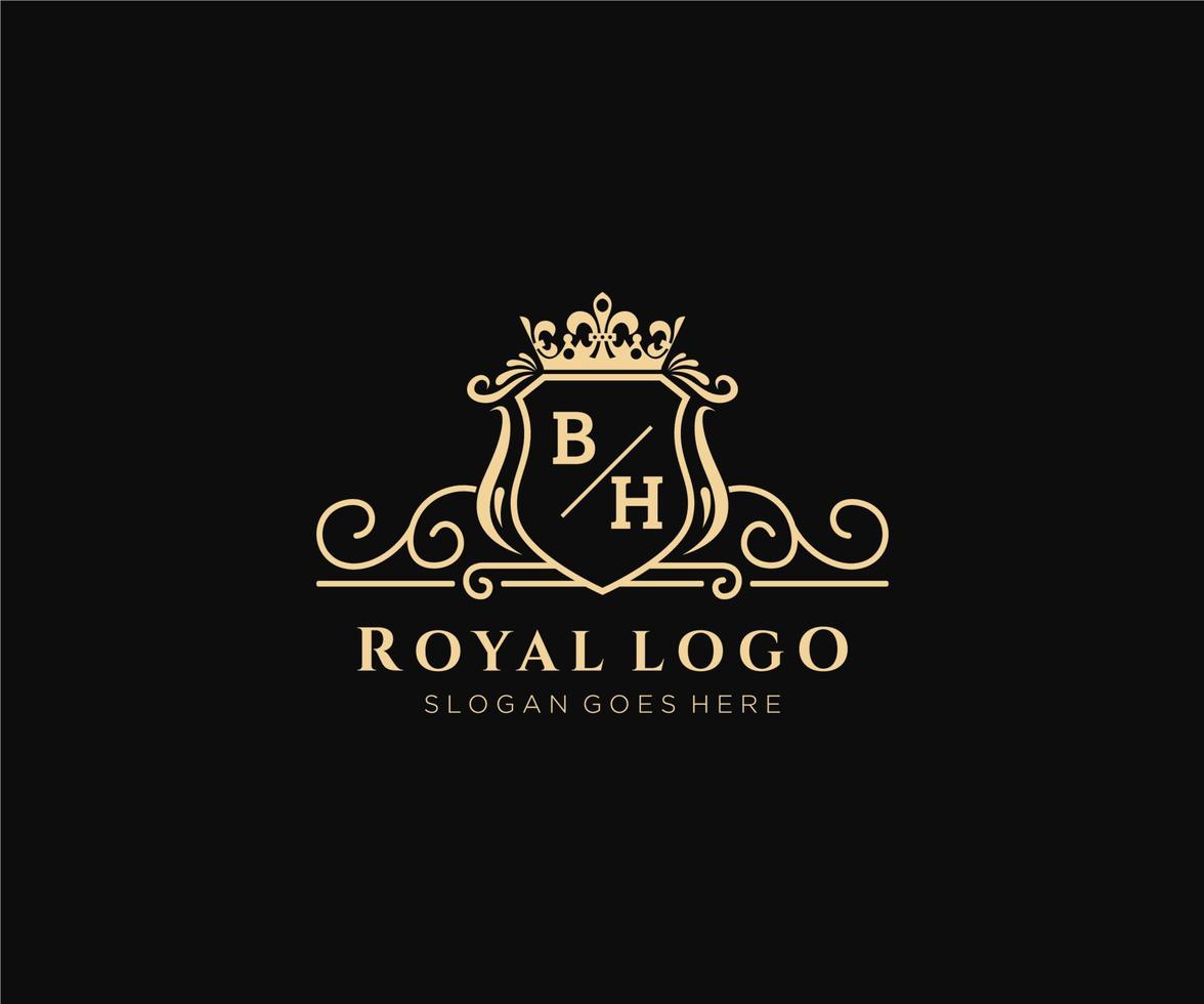 första bh brev lyxig varumärke logotyp mall, för restaurang, kungligheter, boutique, Kafé, hotell, heraldisk, Smycken, mode och Övrig vektor illustration.