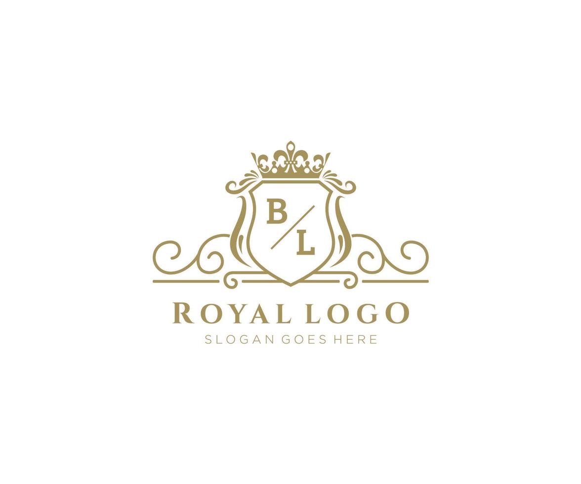 första bl brev lyxig varumärke logotyp mall, för restaurang, kungligheter, boutique, Kafé, hotell, heraldisk, Smycken, mode och Övrig vektor illustration.