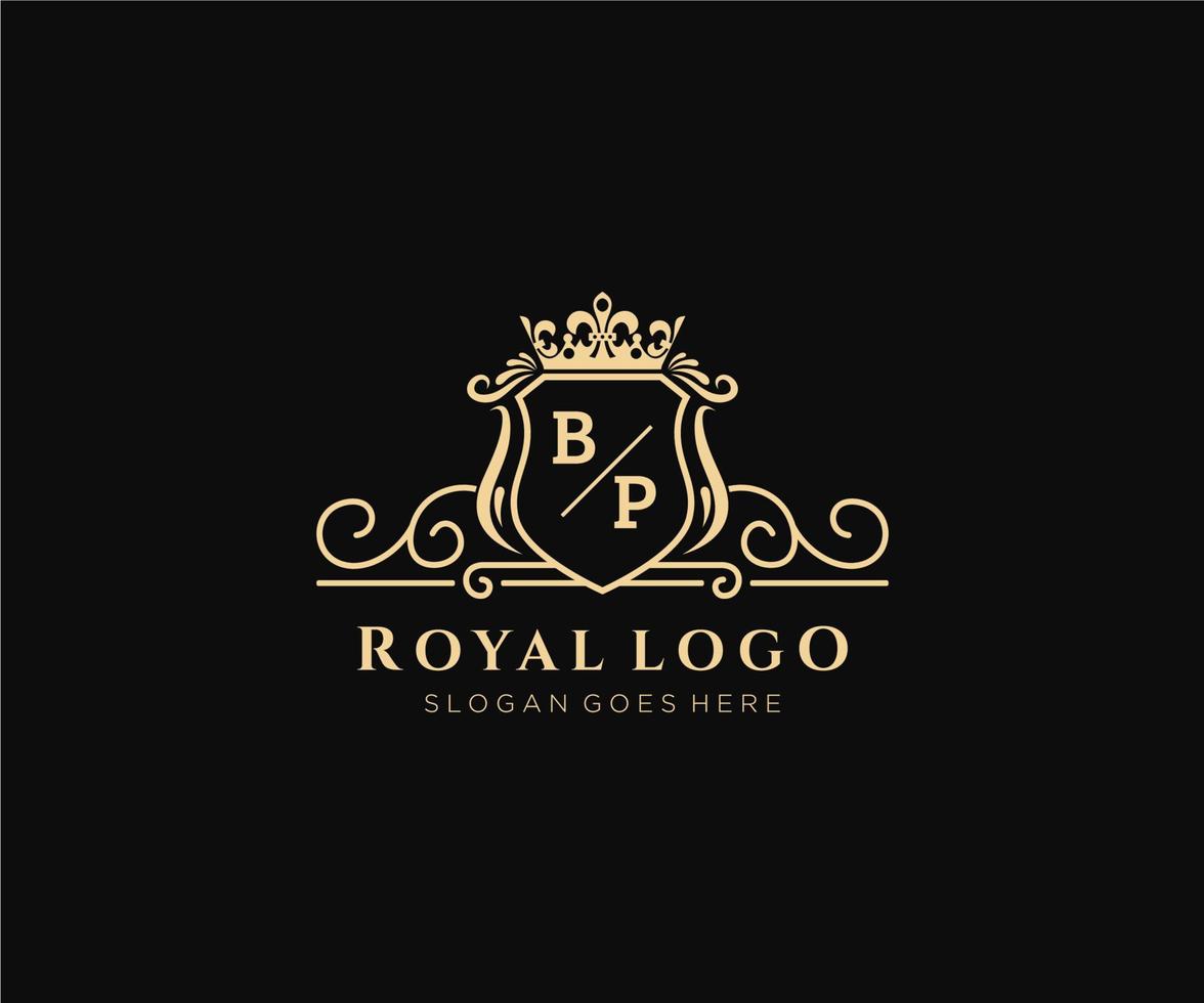 första bp brev lyxig varumärke logotyp mall, för restaurang, kungligheter, boutique, Kafé, hotell, heraldisk, Smycken, mode och Övrig vektor illustration.