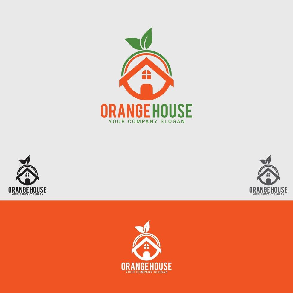 orange-house logotyp design vektor mall