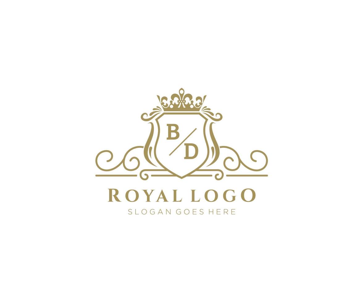 första bd brev lyxig varumärke logotyp mall, för restaurang, kungligheter, boutique, Kafé, hotell, heraldisk, Smycken, mode och Övrig vektor illustration.